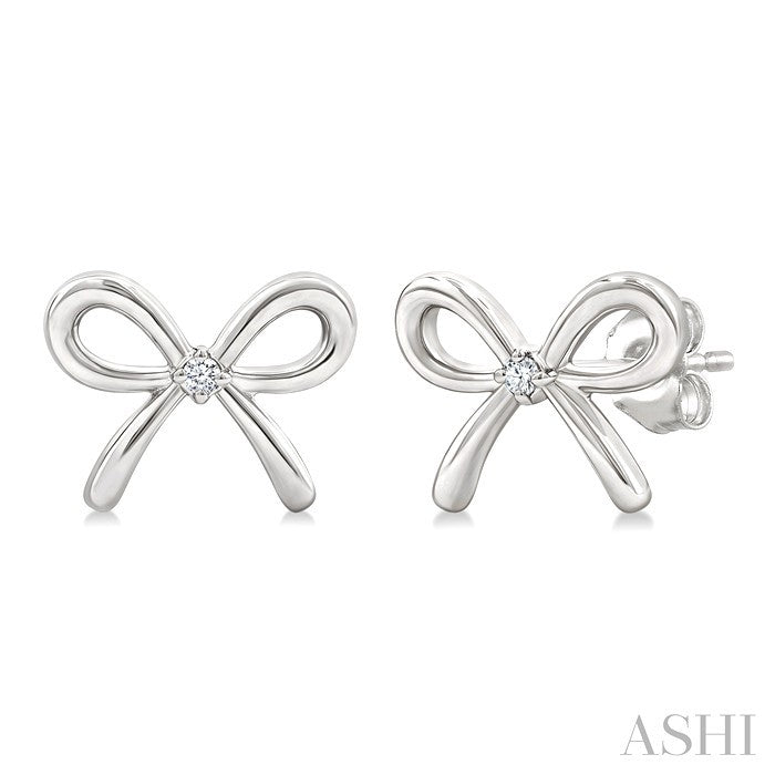 Silver Bow Diamond Fashion Earrings