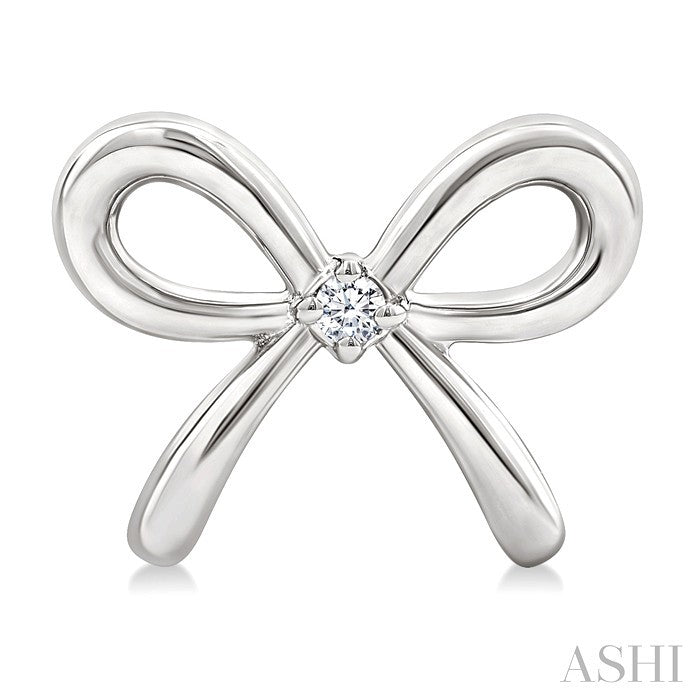 Silver Bow Diamond Fashion Earrings