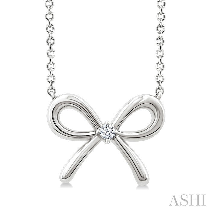 Silver Bow Diamond Fashion Pendant