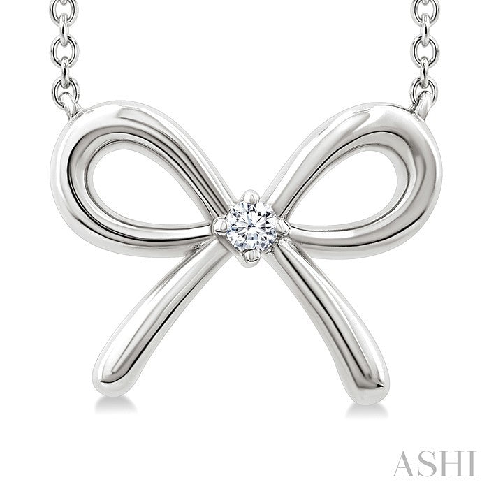 Silver Bow Diamond Fashion Pendant