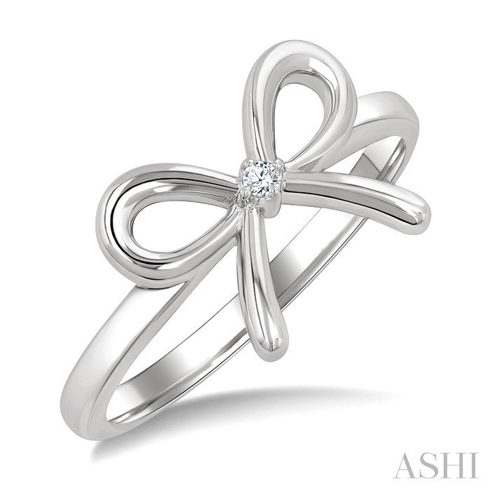 Silver Bow Diamond Fashion Ring