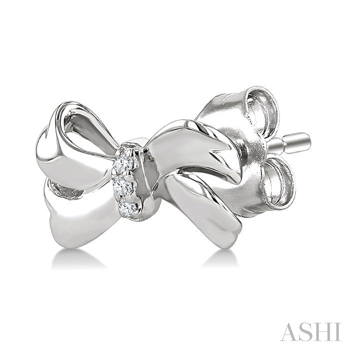Silver Bow Diamond Fashion Earrings