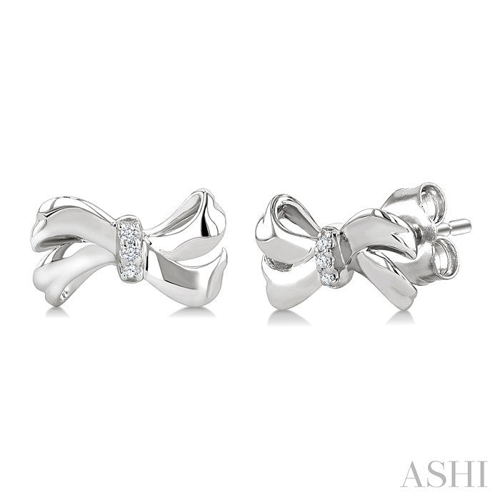 Silver Bow Diamond Fashion Earrings