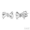 Silver Bow Diamond Fashion Earrings