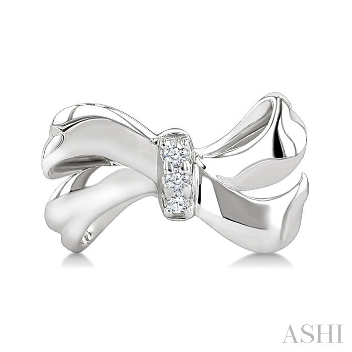 Silver Bow Diamond Fashion Earrings