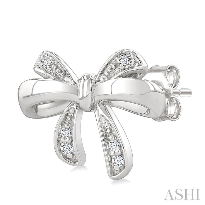 Silver Bow Diamond Fashion Earrings