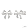 Silver Bow Diamond Fashion Earrings