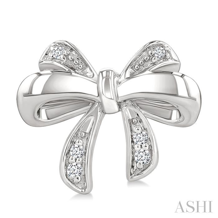 Silver Bow Diamond Fashion Earrings