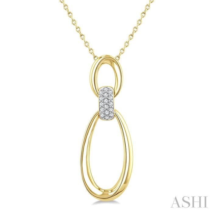 Gold Vermeil Bold Oval Shape Link Diamond Pendant