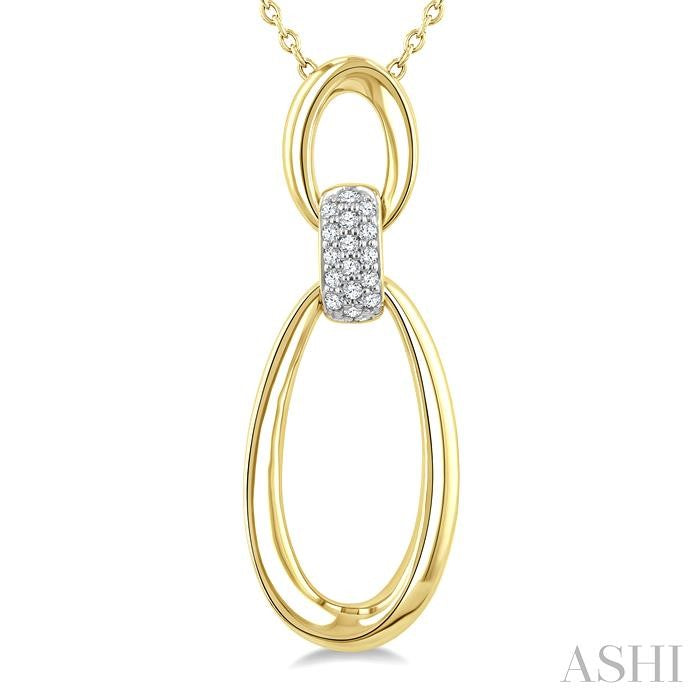 Gold Vermeil Bold Oval Shape Link Diamond Pendant