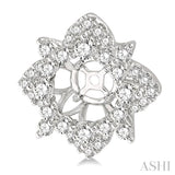 1 1/3 ctw Floral Round Cut Diamond Earrings Jacket in 14K White Gold