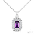 Silver Bold Emerald Shape Gemstone Pendant