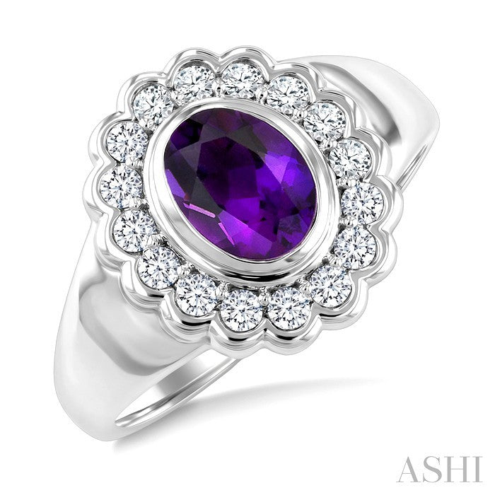 Silver Bold Oval Shape Gemstone Ring