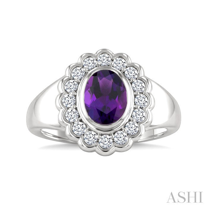 Silver Bold Oval Shape Gemstone Ring