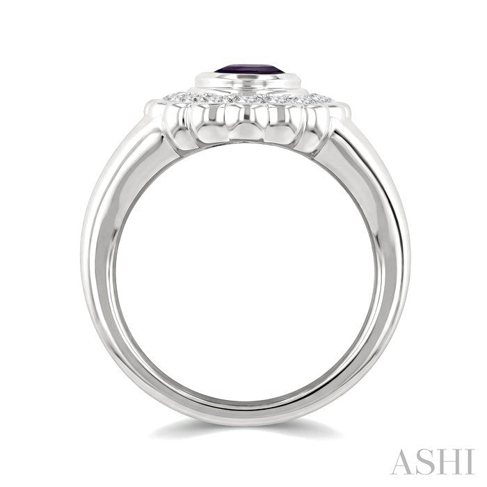Silver Bold Oval Shape Gemstone Ring