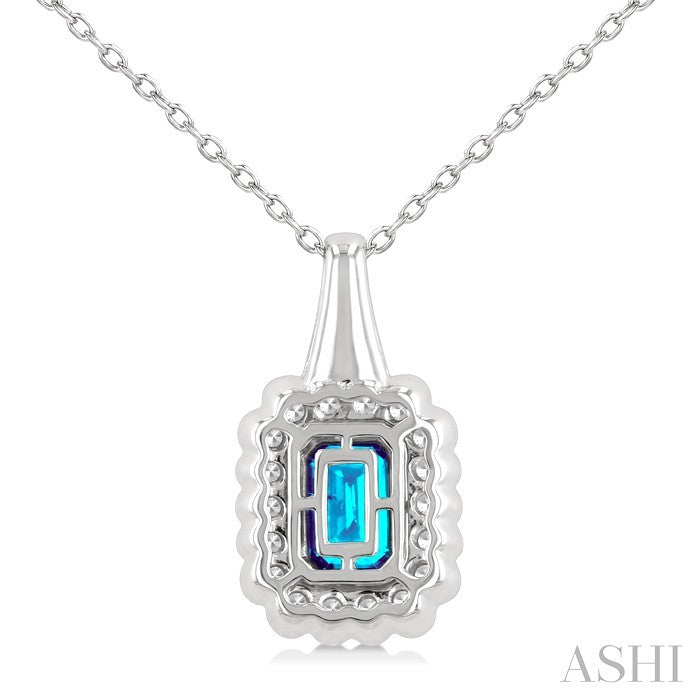Silver Bold Emerald Shape Gemstone Pendant