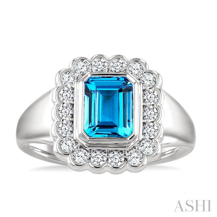 Silver Bold Emerald Shape Gemstone Ring