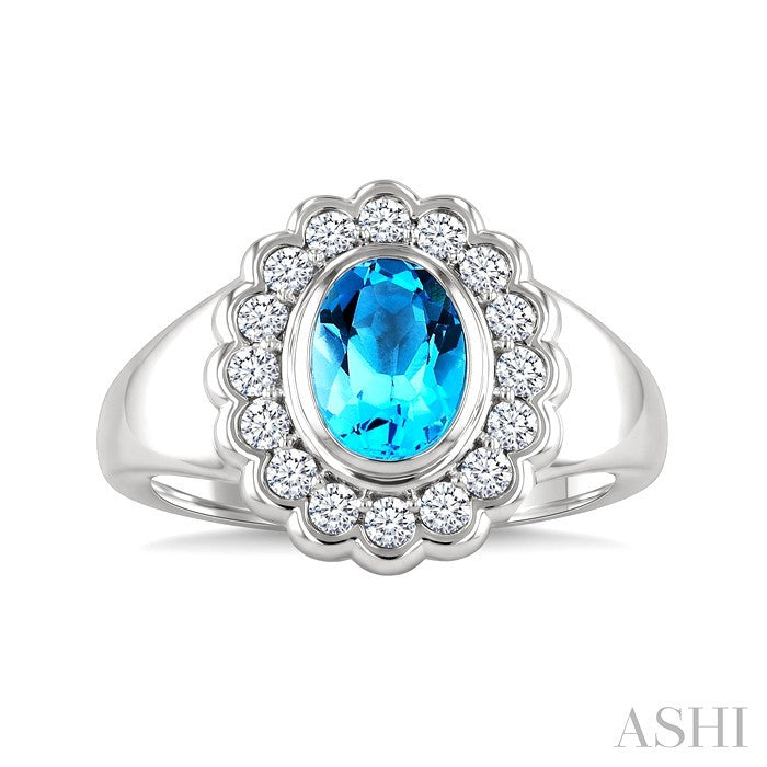 Silver Bold Oval Shape Gemstone Ring