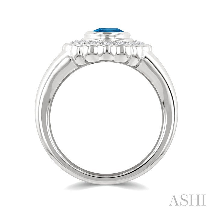 Silver Bold Oval Shape Gemstone Ring