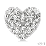 1/10 ctw Heart Charm Round Cut Diamond Petite Fashion Earring in 10K White Gold