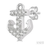 1/10 ctw Anchor Round Cut Diamond Petite Fashion Earring in 10K White Gold