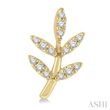 1/8 ctw Leaf Motif Round Cut Diamond Petite Fashion Earring in 10K Yellow Gold