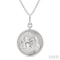Silver Aquarius Zodiac Medallion Pendant