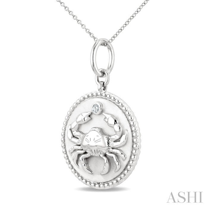 Silver Cancer Zodiac Medallion Pendant