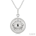 Silver Cancer Zodiac Medallion Pendant