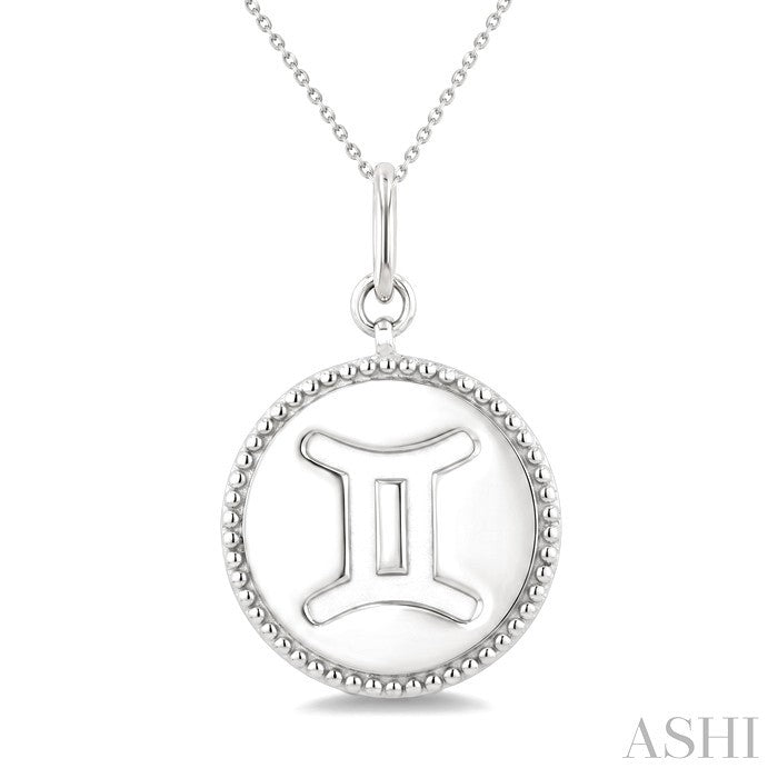 Silver Gemini Zodiac Medallion Pendant