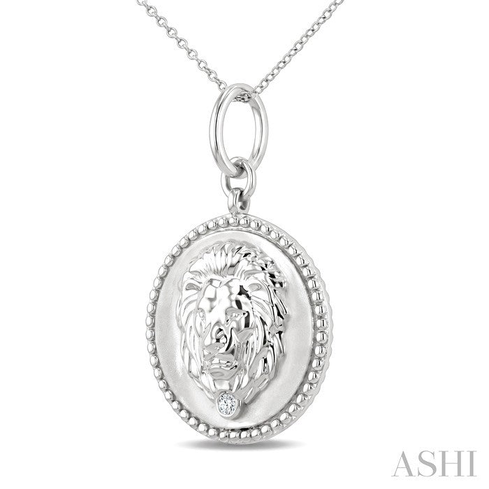 Silver Leo Zodiac Medallion Pendant