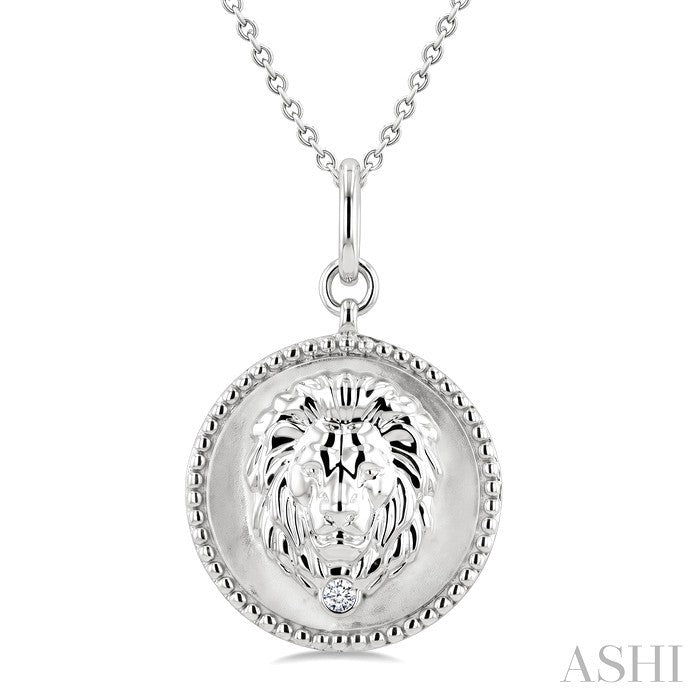 Silver Leo Zodiac Medallion Pendant