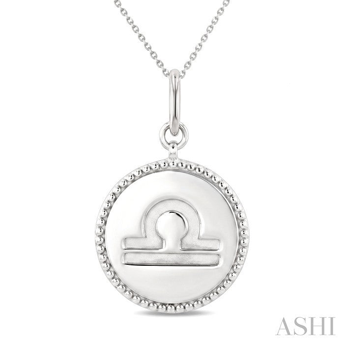 Silver Libra Zodiac Medallion Pendant