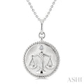 Silver Libra Zodiac Medallion Pendant