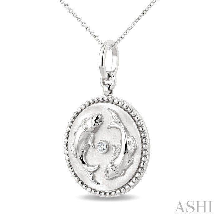 Silver Pisces Zodiac Medallion Pendant