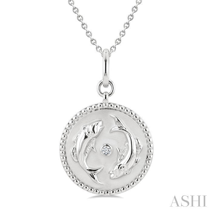 Silver Pisces Zodiac Medallion Pendant