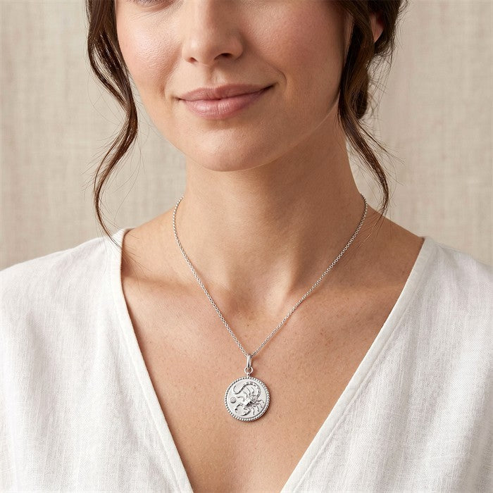 Silver Scorpio Zodiac Medallion Pendant