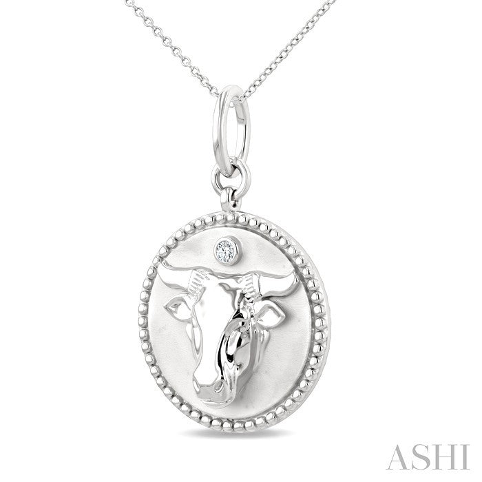 Silver Taurus Zodiac Medallion Pendant