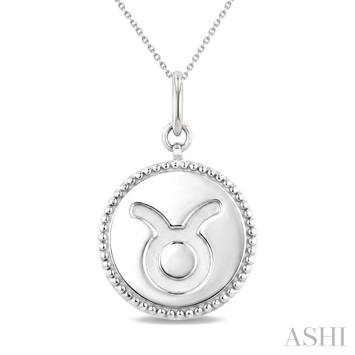 Silver Taurus Zodiac Medallion Pendant