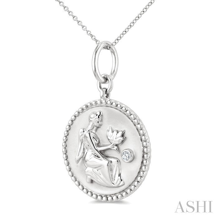 Silver Virgo Zodiac Medallion Pendant