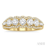 1.00 ctw Baguette and Round Cut Diamond Fashion Ring in 14K Yellow Gold