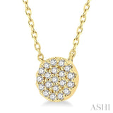 1/8 ctw Disc Shape Round Cut Diamond Petite Fashion Pendant With Chain in 10K Yellow Gold