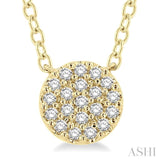 1/8 ctw Disc Shape Round Cut Diamond Petite Fashion Pendant With Chain in 10K Yellow Gold