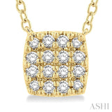 1/8 ctw Cushion Shape Round Cut Diamond Petite Fashion Pendant With Chain in 10K Yellow Gold