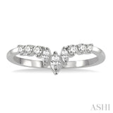 1/3 ctw Chevron Asymmetric Marquise and Round Cut Diamond Fashion Ring in 14K White Gold