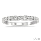 1/10 ctw Marquise Shape Lattice Round Cut Diamond Wedding Band in 14K White Gold