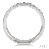 1.00 ctw Parallel Milgrain & Niched Center Round Cut Diamond Men's Wedding Band in 14K White Gold