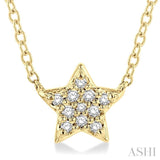 1/10 Ctw Star Round Cut Diamond Petite Fashion Pendant With Chain in 10K Yellow Gold