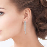 1 3/4 ctw Twin Line Round Cut Diamond Tennis Earring in 14K White Gold