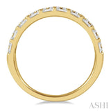 1/2 ctw Parallel Row Baguette and Round Cut Diamond Stackable Fashion Band in 14K Yellow Gold